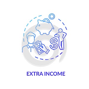 Extra income blue gradient concept icon