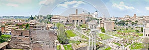 Extra panoramic view of the ruins of the Roman Forum