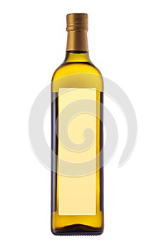 Extra virgin olive oil bottle for salad and cooking isolated on white background