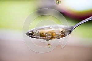 Extra virgin olive oil pouring