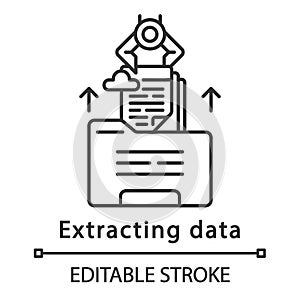 Extracting data linear icon
