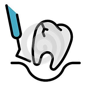 Extraction of a diseased tooth icon color outline vector