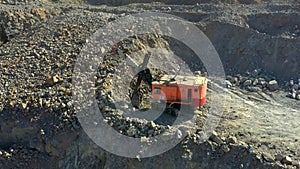 Extraction of granite. Open cast mine. Stone Quarrying.