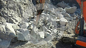 Extraction of granite. Open cast mine. Stone Quarrying.