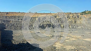 Extraction of granite. Open cast mine. Stone Quarrying.