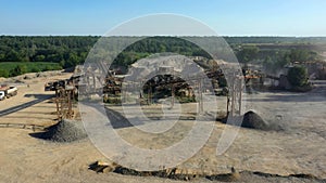 Extraction of granite. Open cast mine. Stone Quarrying.