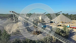 Extraction of granite. Open cast mine. Stone Quarrying.