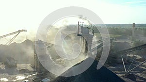 Extraction of granite. Open cast mine. Stone Quarrying.