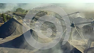 Extraction of granite. Open cast mine. Stone Quarrying.