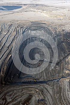 Extraction of minerals. Open-pit coal field