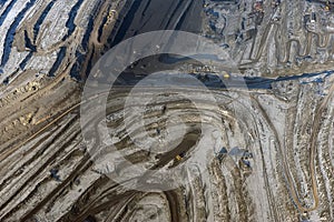 Extraction of minerals. Open-pit coal field