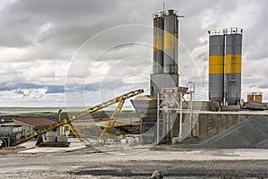 Extraction of natural resources, sand and stone in a quarry