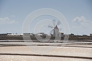 Extraction of salt in Trapani in Sicily