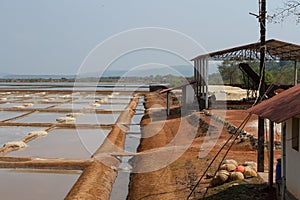 Extraction of sea salt. Factory in southern India