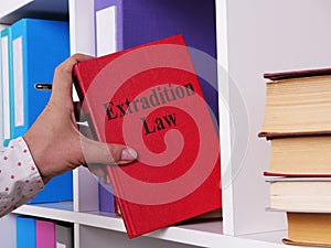 Extradition law is shown on the conceptual photo using the text