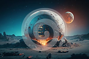 Extraordinary Bionic Moon Base: Hyper-Detailed with Unreal Engine 5 and Epic Compositio