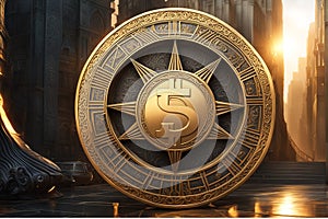 Extraordinary bitcoin made up of bronze, Crypto concept photo