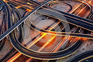 Extraordinary thoroughfare leading to Abu Dhabi. Traffic jam wit photo