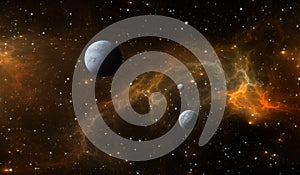 Extrasolar planets with nebula and stars in deep space photo