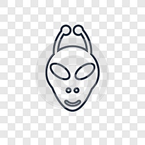 Extraterrestial Head concept vector linear icon isolated on tran