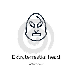 Extraterrestial head icon. Thin linear extraterrestial head outline icon isolated on white background from astronomy collection.