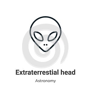 Extraterrestial head outline vector icon. Thin line black extraterrestial head icon, flat vector simple element illustration from