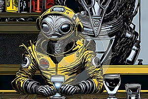 Extraterrestrial being drinking strong liquor