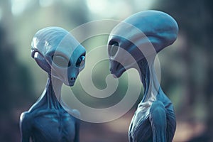 Extraterrestrial creatures talking outdoor. Generate ai