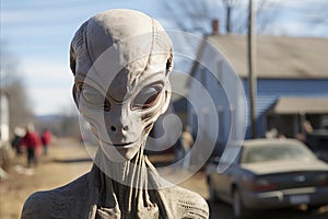 Extraterrestrial visitor. Alien portrait from space, sci-fi fantasy concept