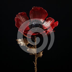 Extravagant Baroque Poppy Flower Sculpture By Jared Roberts