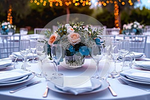 Extravagant event table at luxury wedding reception adorned beautifully