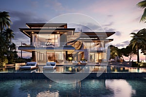 Extravagant Luxury exterior villa. Generate Ai