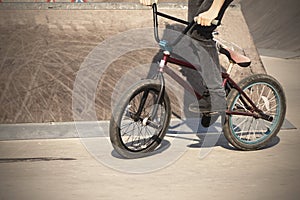 Extrem Sport. Boy jumping with his street-bike