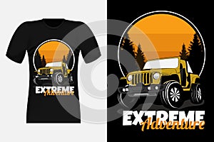 Extreme Adventure With Jeep Silhouette Vintage T-Shirt Design