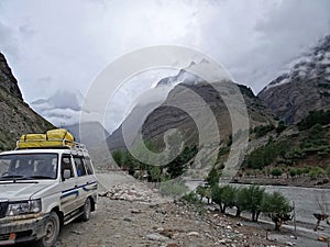 Traveling by car through the Himalayas