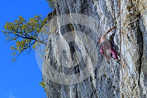 Extreme autumn, rock climbing