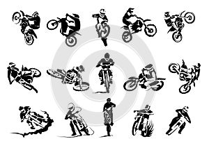 Extreme bike big vector set 14x, motocross