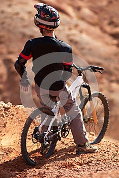 Extreme biker on breakaway photo