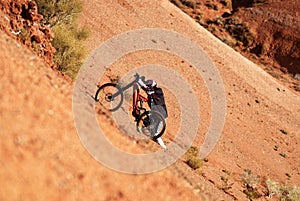Extreme biker uphill photo