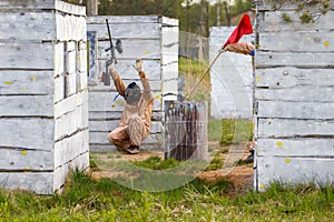 Extreme capture of red flag in paintball game