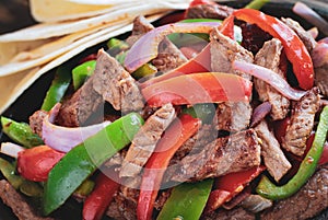 Extreme Close up of Beef Steak Fajita Mix