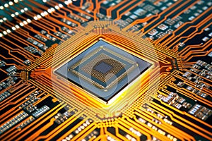extreme close-up of a computer processor chip