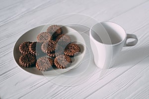 Extreme close-up image of chocolate chips cookies