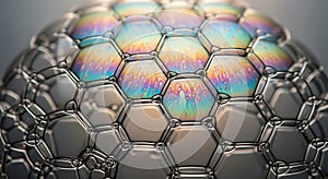 Macro Abstract Hexagonal Bubbles Pattern with Rainbow Colors