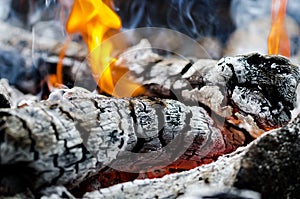 Extreme close up of an outdoor fire burning.