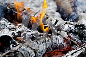 Extreme close up of an outdoor fire burning.