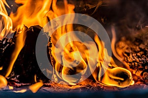 Extreme close up of an outdoor fire burning.