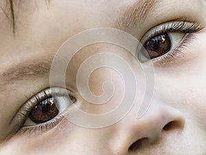 Extreme close-up portrait of a small child