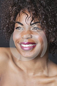 Extreme close-up of sensuous young African American woman