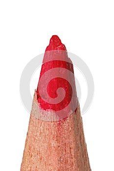 Extreme close up shot of red color pencil tip